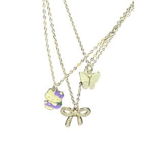 Kitty Necklace 4 piece set. Silver tone